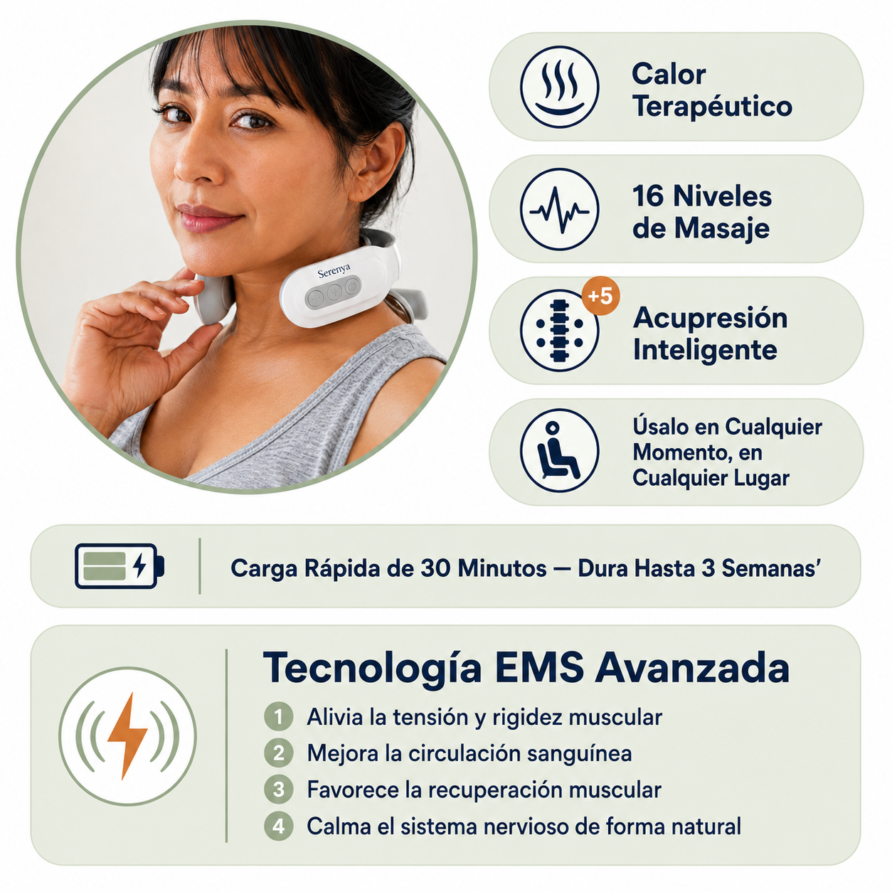 Serenya Pro™ — Triple Terapia para la Descompresión Cervical